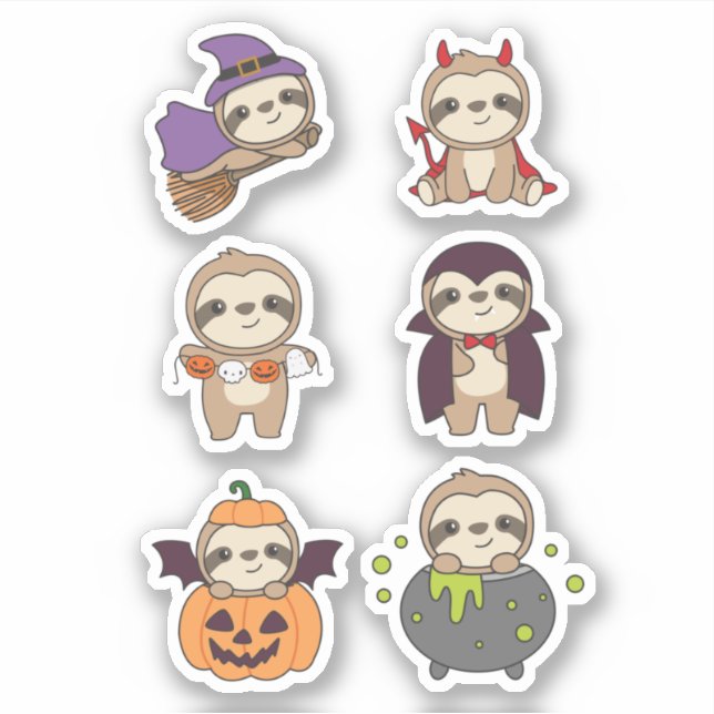 Adesivo Sloth Halloween Devil Pumpkin Vampire Costume (Frente)