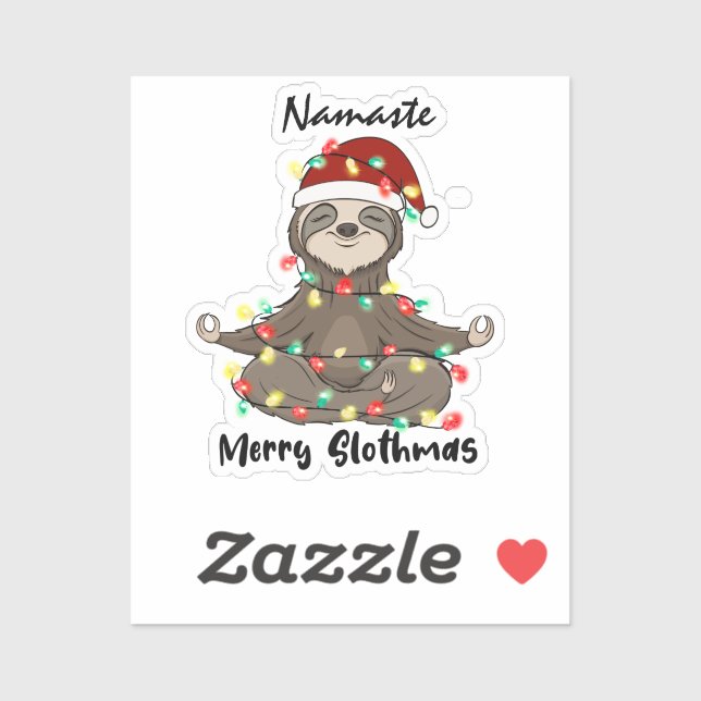 Adesivo Slothmas de Feliz de Namaste Envolvidos (Folha)