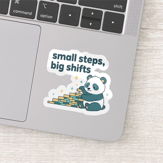 Adesivo Small Steps Big Shifts Sticker  Motivational Panda (Detalhe)
