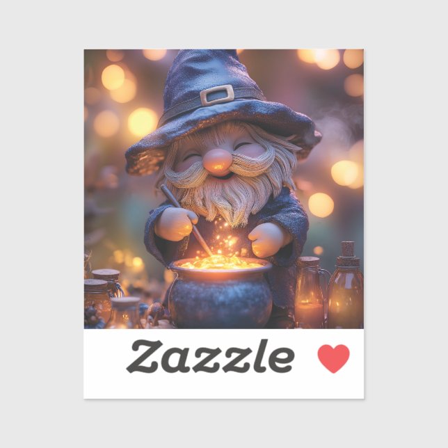 Adesivo Smiling Gnome Stirring Magic Pote (Folha)