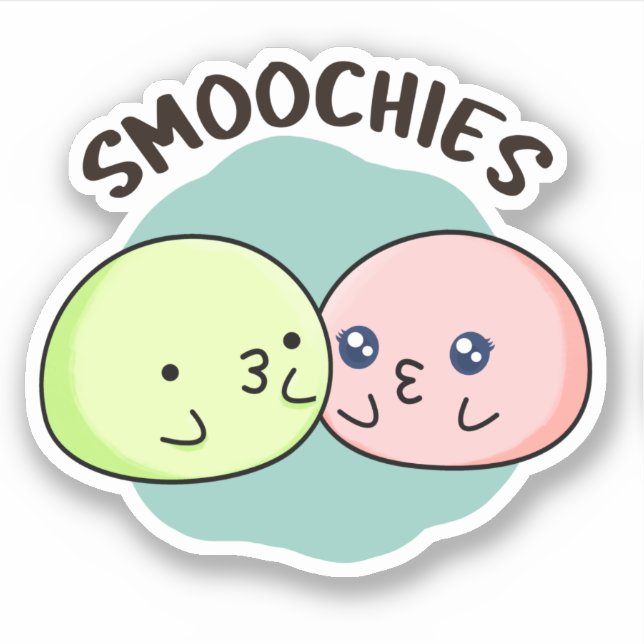 Adesivo Smoochies Funny Beijando Mochi Pun (Frente)