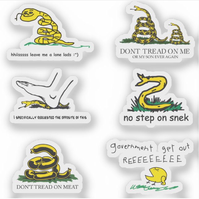 Adesivo Snekright gadsden flag parody memes x6 (Frente)