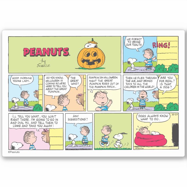 Adesivo Snoopy & Linus | O Excelente Pumpkin News (Frente)