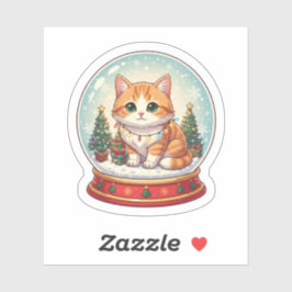 Adesivo Snow Globe Cat Magical Christmas Winter Sticker