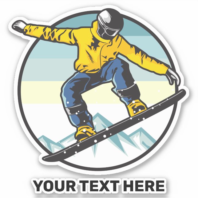 Adesivo SNOWBOARDER de Texto Personalizado (Frente)