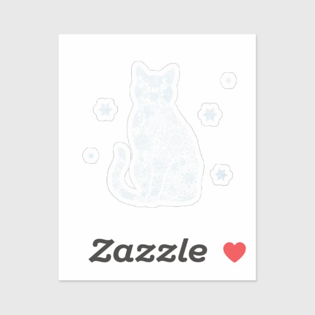 Adesivo Snowflake Kitty — Minimalist Winter Cat Sticker (Folha)