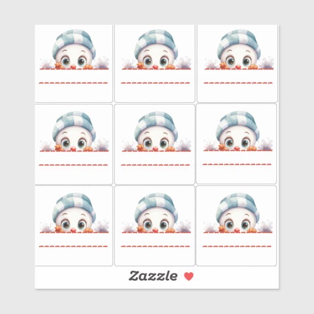 Adesivo Snowman Christmas Gift Label stickers  (Folha)