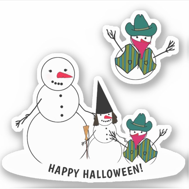 Adesivo Snowman Trick ou Treat Halloween (Frente)