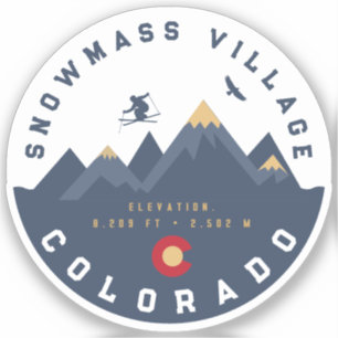 Adesivo Snowmass Colorado Flag Retro Sunset Ski Souvenirs