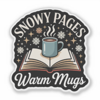 Adesivo Snowy Pages Warm Mugs – Cozy Holiday Reading