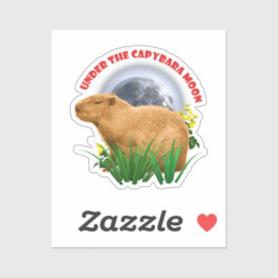 Adesivo Sob a Lua do Capivara Camiseta Divertida de Capiva