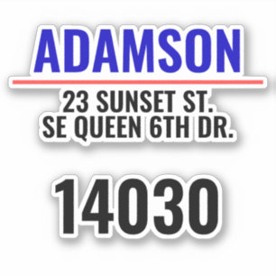 Adesivo Sobrenome e endereço - Números de caixa de correio