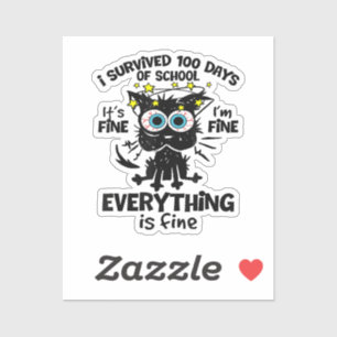 Adesivo Sobrevivi a 100 dias de escola Está bem Estou bem 