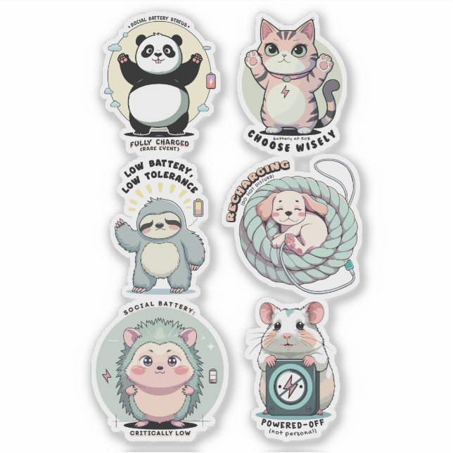 Adesivo Social Battery Levels Sheet | Introvert Humor  (Frente)