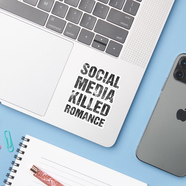 Adesivo Social Media Killed Romance (Notebook com iPhone)