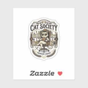 Adesivo Sociedade de Gatos Bar de Álcool Humor Vintage Vet