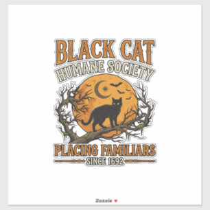 Adesivo Sociedade Humana Black Cat Halloween Lua Cheia Mor
