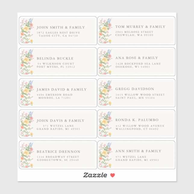 Adesivo Soft Pastel Ornate Spring Garde Guest Name Address (Folha)