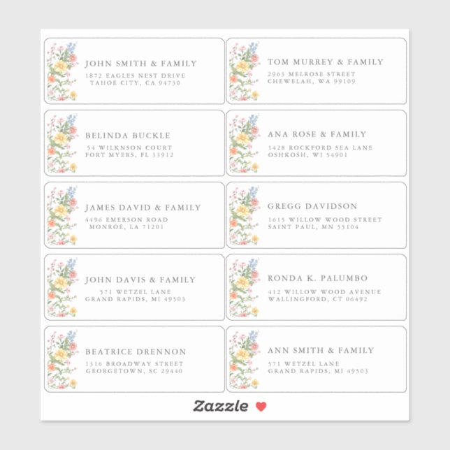 Adesivo Soft Pastel Ornate Spring Garde Guest Name Address (Folha)