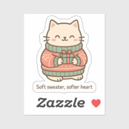 Adesivo Soft Sweater Softer Heart Sticker | Cute Cozy Cat 