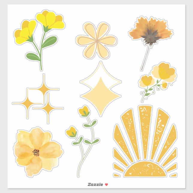 Adesivo sol amarelo estético (Folha)
