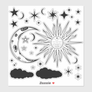 Adesivo Sol Lua & Estrelas Astrologia Mágica Esotérica