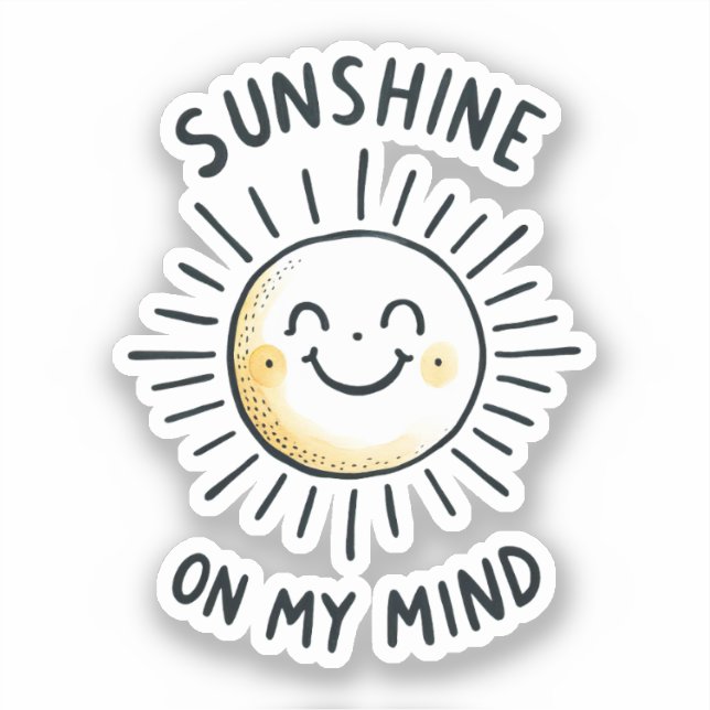 Adesivo Sol Na Minha Mente - Kawaii Sun Doodle (Frente)