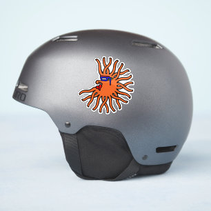 Adesivo Sol orange redondo com desenho de rosto de desenho