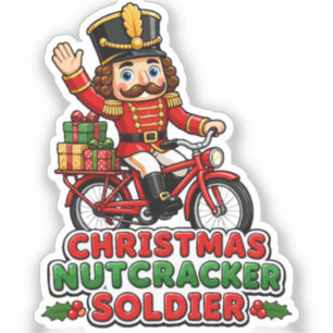 Adesivo Soldado Quebra-Nozes de Natal Andando de Bicicleta