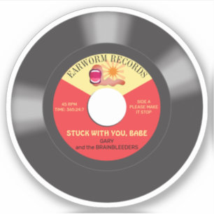 Adesivo solteiro de gravação de vinil de música 45 pers