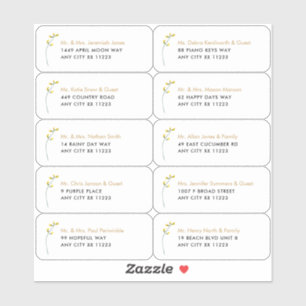 Adesivo Solteiro Wildflower Name Endereço de Convidado par