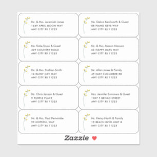 Adesivo Solteiro Wildflower Name Weding Guest Address Stic