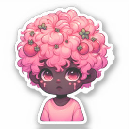 Adesivo Sonho de Morango: Menino Escuro de Animação de Pel