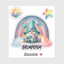 Sonhos do Rainbow Gnomo, Cloud Sticker Personalizá