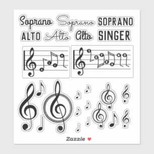 Adesivo Soprano Alto Singer Music Note Treble Clef Sticker