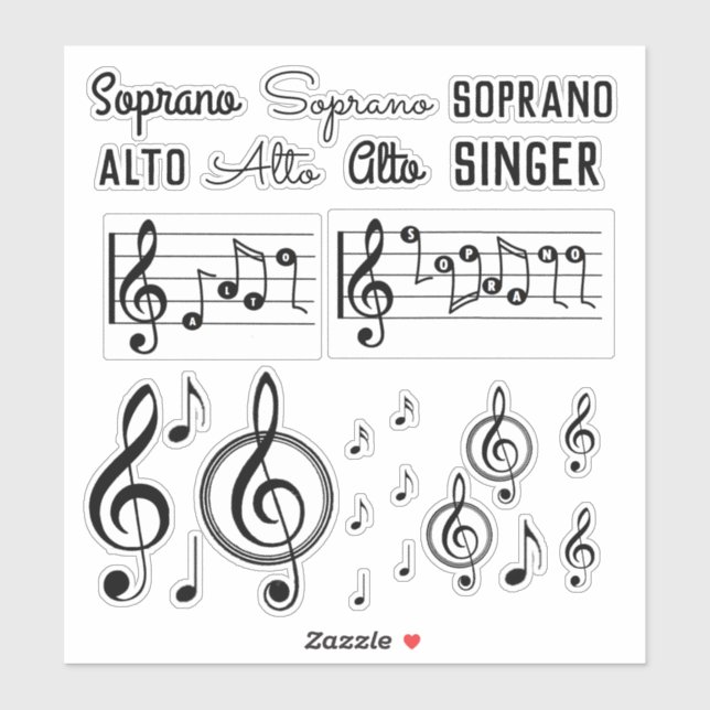 Adesivo Soprano Alto Singer Music Note Treble Clef Sticker (Folha)