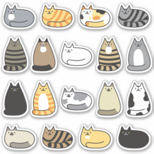 Adesivo Sorte de Gatos Kawaii Super Bonitos