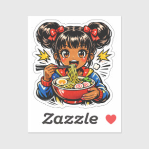 Adesivo Sorva Garota Anime de Macarrão Ramen