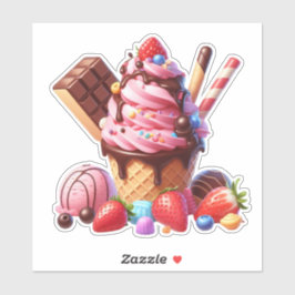 Adesivo sorvete de morango