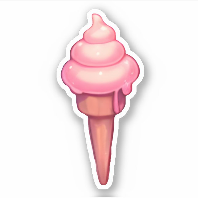 Adesivo Sorvete de morango simples (Frente)