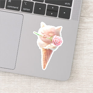 Adesivo Sorvete Rosa de Verão Cone