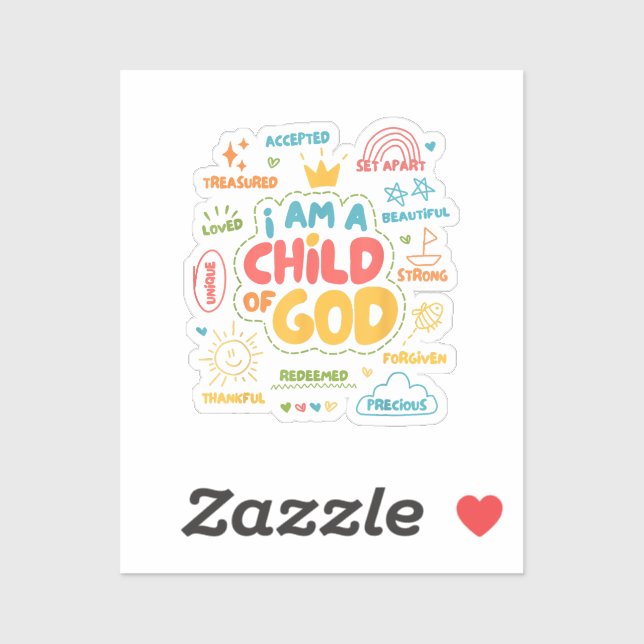 Adesivo Sou Criança de Deus, Retro Cristão Jesus Faith De (Folha)