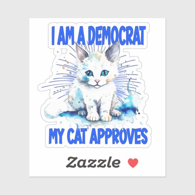 Adesivo Sou Democrata - Meu Gato Aprova (Folha)