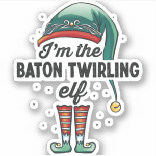 Adesivo Sou o Baton Twirling Elf Gift Xmas