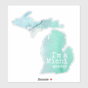 Adesivo Sou um Estado de Silhueta Michigander Watercolor