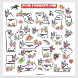 Adesivo Southern U.S. Region – Educational Sticker Map