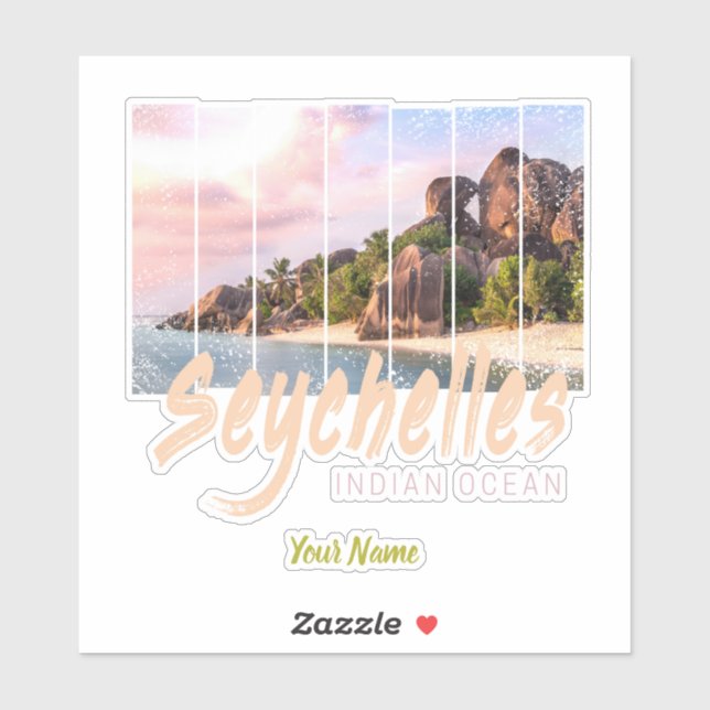 Adesivo Souvenir do pôr do sol do Oceano Índico Seicheles (Folha)