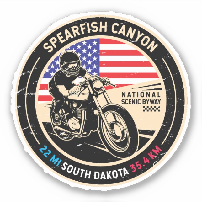 Adesivo Spearfish Canyon South Dakota Motorcycle (Frente)