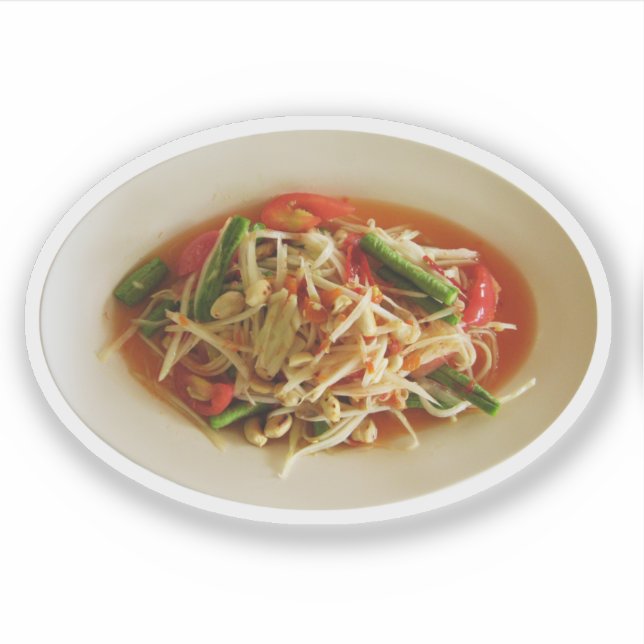Adesivo Spicy Papaya Salad [Som Tam] ... Comida tailandesa (Frente)