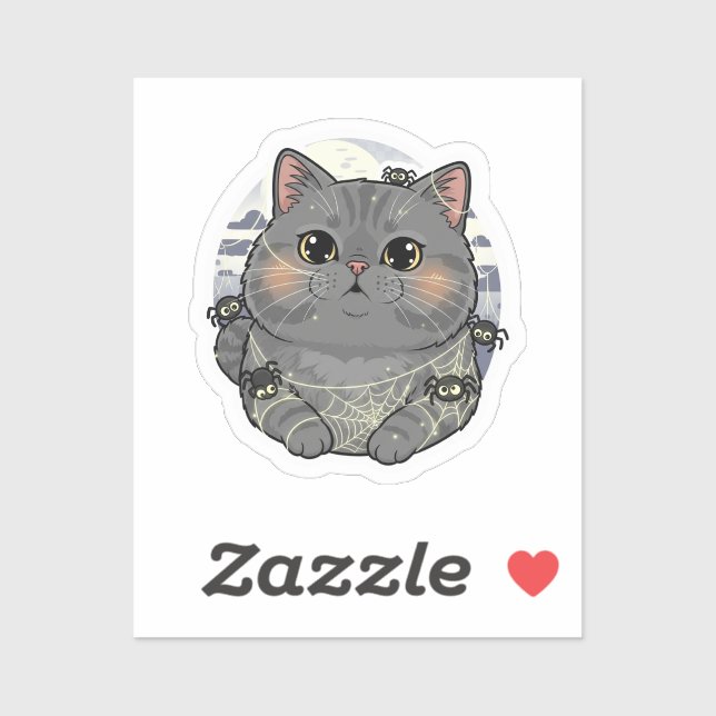 Adesivo Spiderweb Brit - British Shorthair Cat Halloween (Folha)